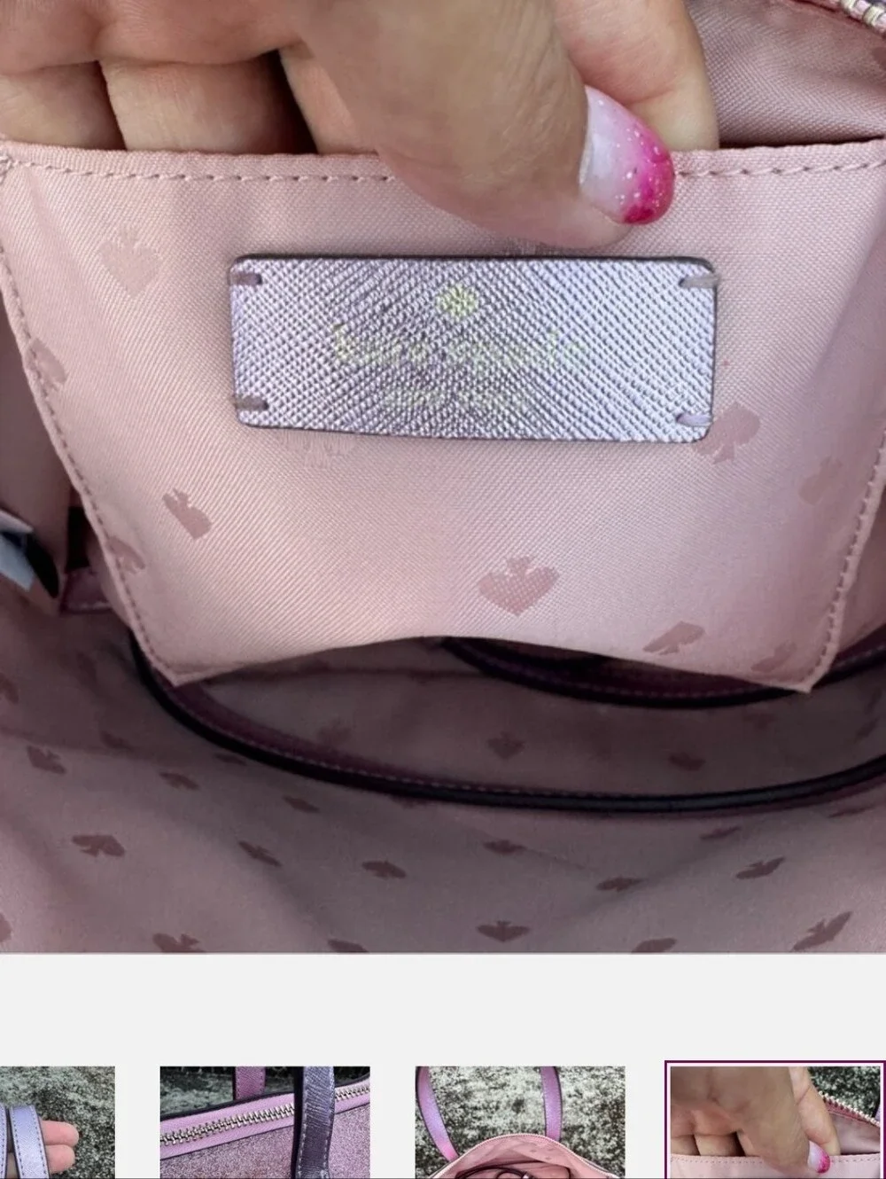 Kate Spade Pink Glitter Satchel Crossbody Bag Metallic Lavender Glitter Purse
